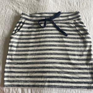 Blue and white striped skirt